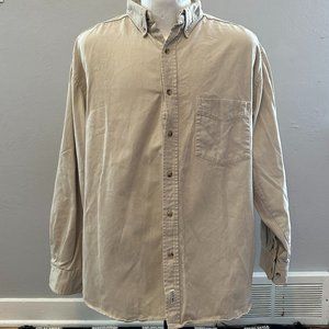 Cactus Clothing Authentic Quality Men's Long Sleeve Khaki Button-Down Size Large